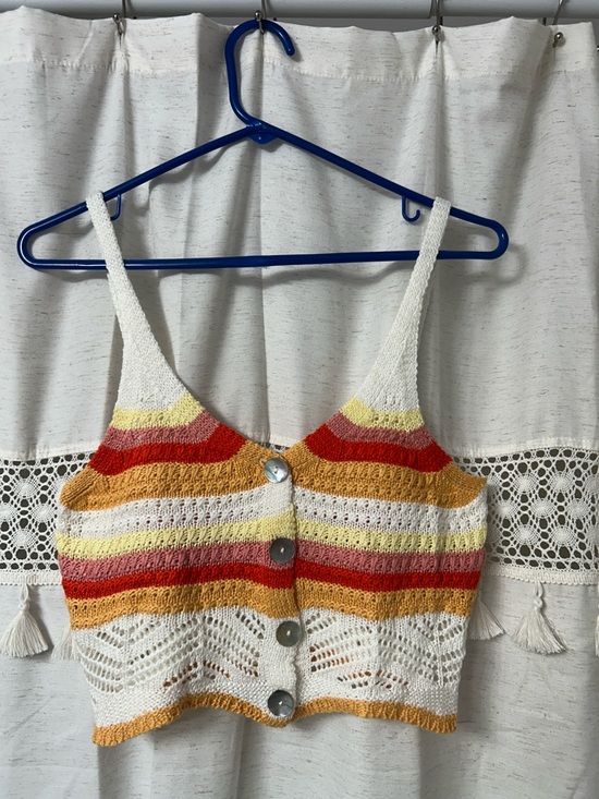 Jolie & Joy by FCT With Love Tops - Striped Knit Button-Front Cropped Tank Top - Multicolor